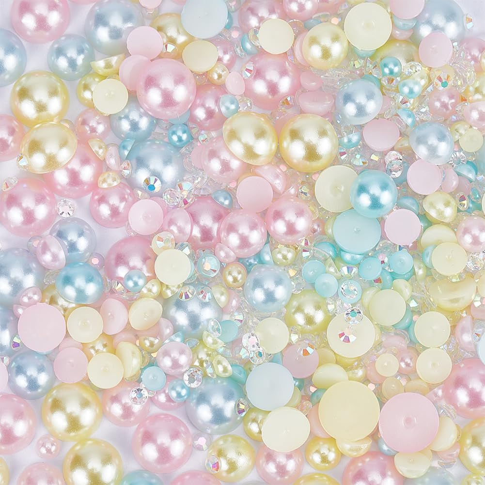 Perline E Strass A Retro Piatto - 30g Mix Colori (rosa E Bianco