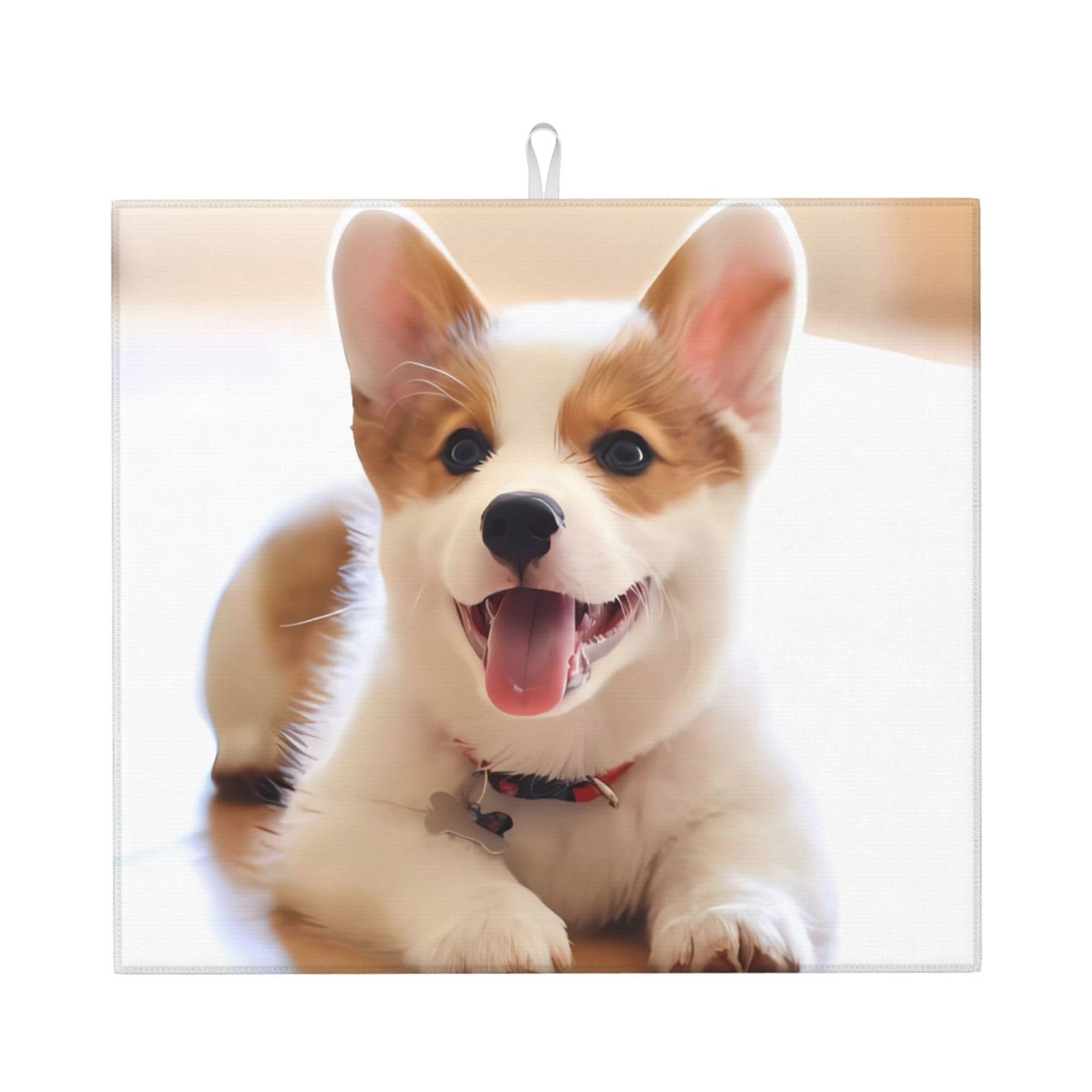 HJFCZH Dog Prints Kitchen Drying Mat - Absorbent Dish Drying Throw with Vibrant Prints, Quick-Dry Countertop Layer for Dishes & Appliances - Non-Slip & Foldable