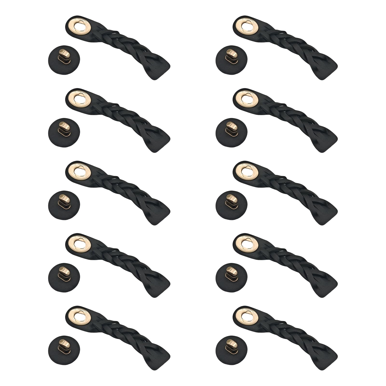 Xjdzineq 10 Pcs Metal Clasp Fasteners PU Leather Ponytail Button Sew-on Toggles Closures Sewing Supplies for Coat Clothing