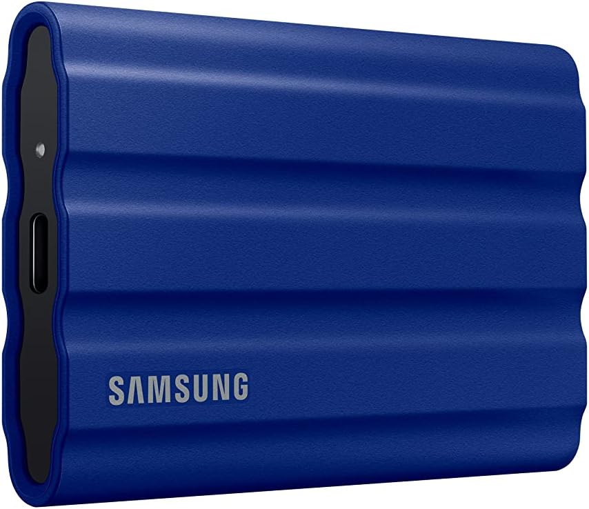 T7 Shield 1TB, Portable SSD, up to 1050MB/s, USB 3.2 Gen2, Rugged, IP65 Rated, for Photographers, Content Creators and Gaming , External Solid State Drive (MU-PE1T0R/AM, 2022), Blue
