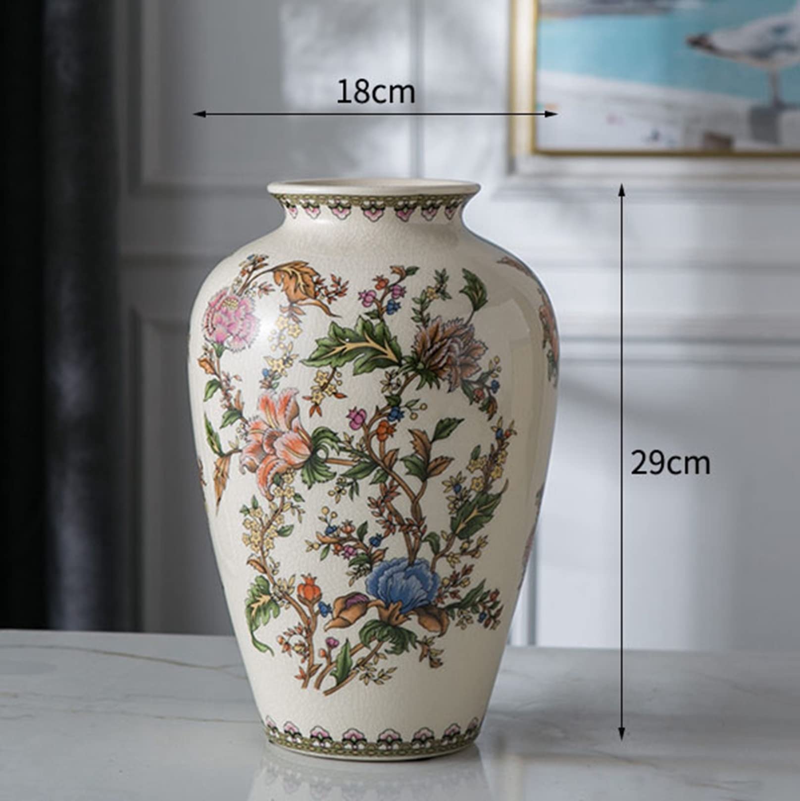 Amazon.co.jp: かびん 花器 陶器 大きい レトロ風 花柄 手作り 仏壇用 