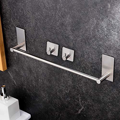 YIGII Porta Asciugamani Bagno Adesivo - 40cm Porta Salviette con 2 Pezzi Ganci Adesivi, Acciaio Inossidabile