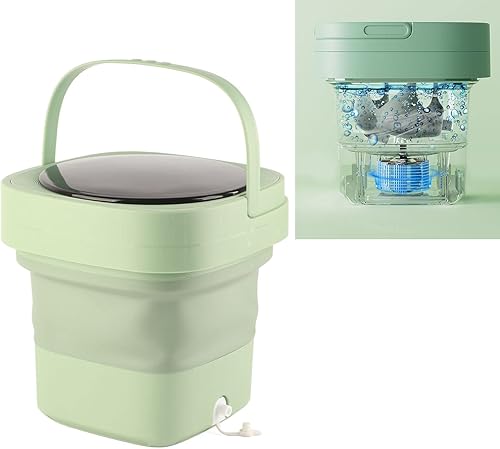 Miniatura 2 de Lavadora plegable, lavadora portátil, mini arandelas de gran capacidad, 6.5 L, secado por centrifugado suave, enchufe de EE. UU. de 100 a 240 V para