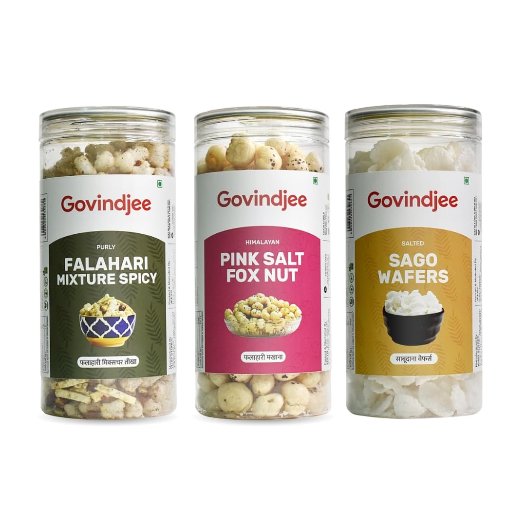 Govindjee Roasted Falahari Combo | Pink Salt Fox Nut | Sabudana Wafers | Maintain Energy | Healthy & Tasty Snacks for fast Vrat Upvas (B0BFDJFLHK) Amazon Price History, Amazon Price Tracker