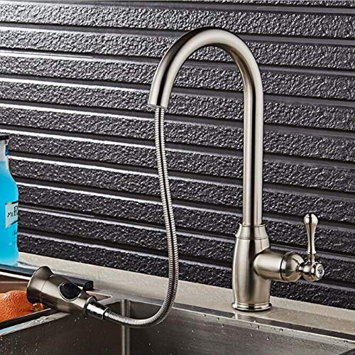 YHSGY Kitchen Sink Taps Single Handle Kitchen Faucet Mixer Pull Out Kitchen Tap Single Hole 360 Rotate Copper Chrome Swivel Sink Mixer Tap