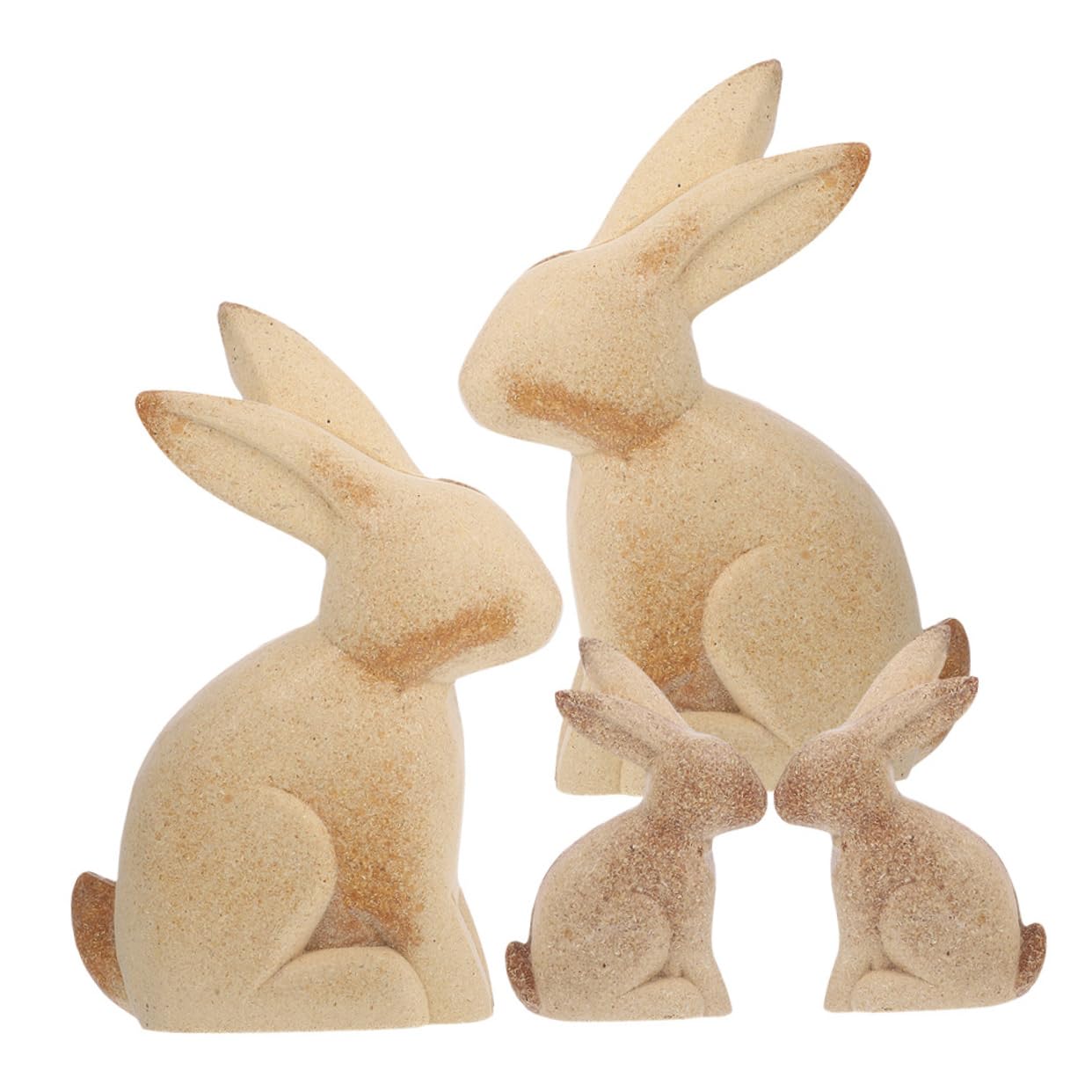 Figurines en bois de lapin Lurrose pack de 4 sculptures miniatures en bois lisse de qualité