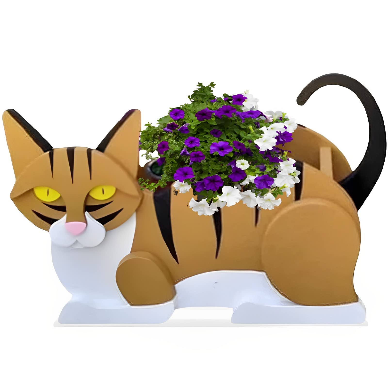 strolfay Cat Flower Planter Gifts for Women,Cute PVC Cat Planters,Flower Pots Indoor Outdoor,Garden Planter for Birthday,Office,Pet Lovers 12.5 * 5.6 * 7.8in(Orange and White Cat) — image 1