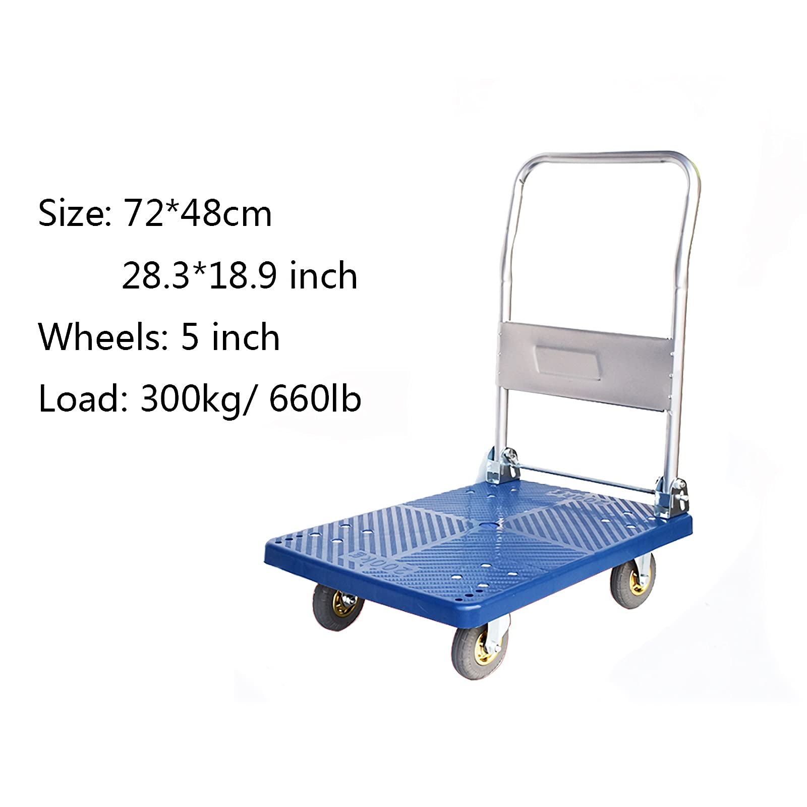 VDQUUACI Platform Truck Cart Platform Cart 4 Wheels Hand Truck with Swivel and Fixed for 360 Degree Transport Small Push Trolley Foldable Handle Easy Storage Push Cart Dolly (Size : 5inwhee