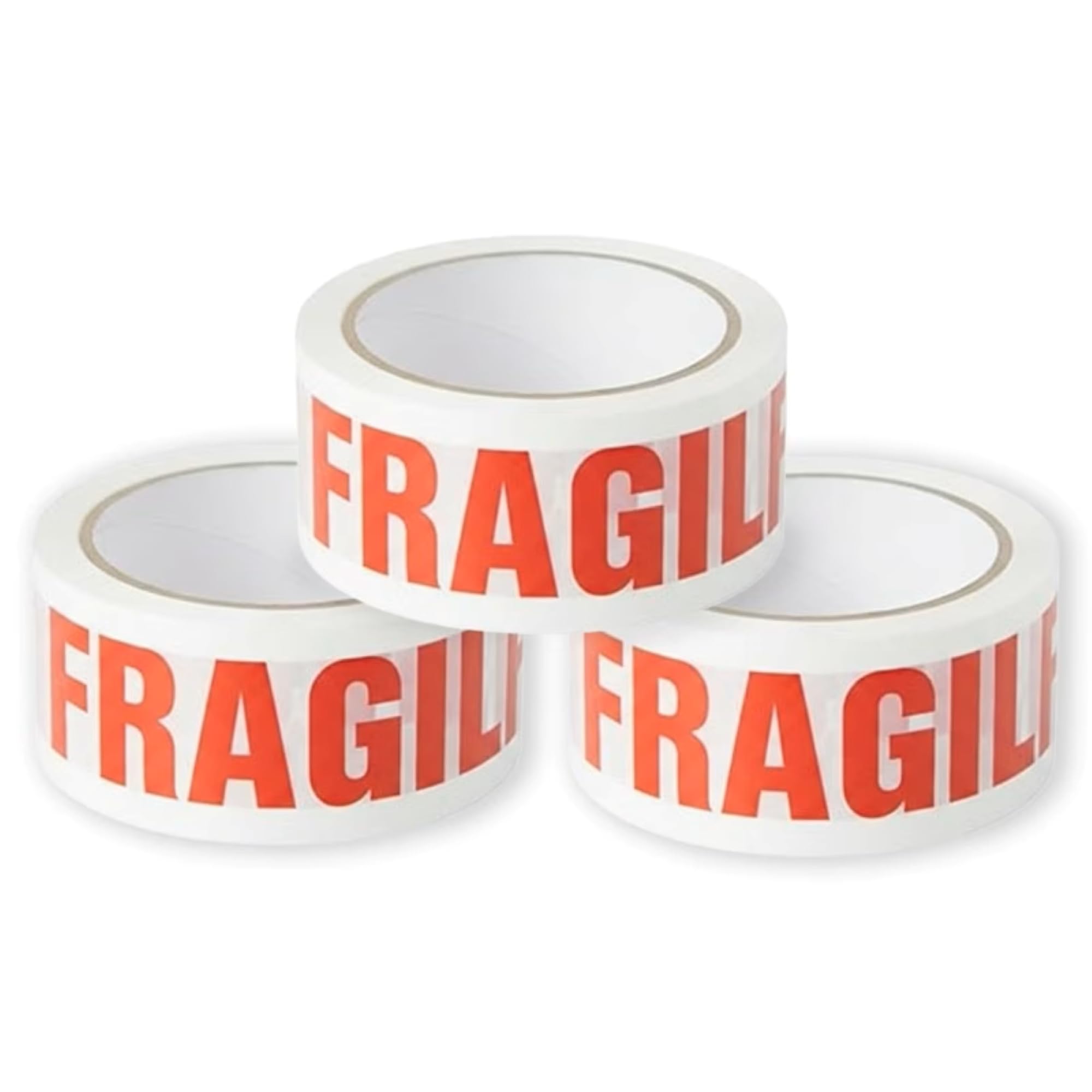 JOKOLO all in one brand Fragile Packing Tape, 48mm x 66m, 3 Rolls, Low Noise Parcel Tape, Secure & Sticky, Heavy Duty Tape for Packing Parcels, Moving House, Cardboard Boxes & Cartons (3 Roll)