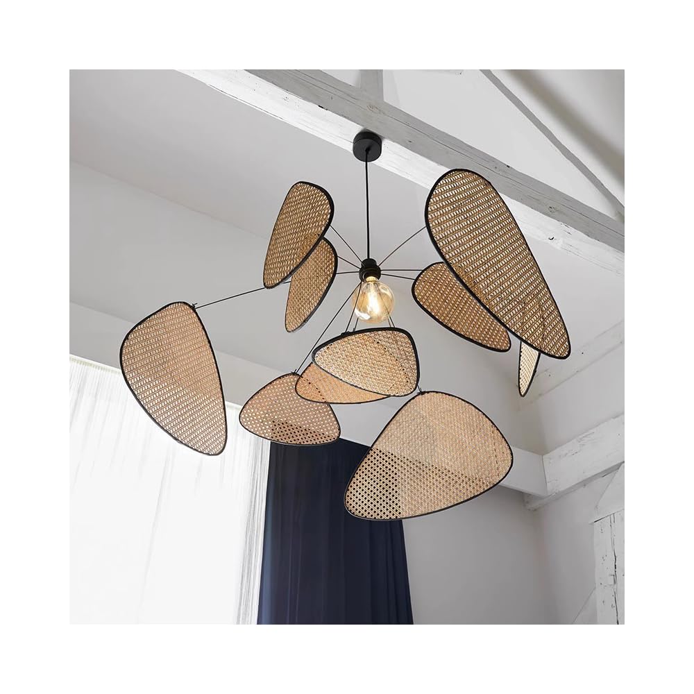 Lámpara Colgante de Ratán Lámpara Colgante Moderna para Comedor Sala de Estar Cocina Hotel BD408 E27 Max 40W (D80cm)