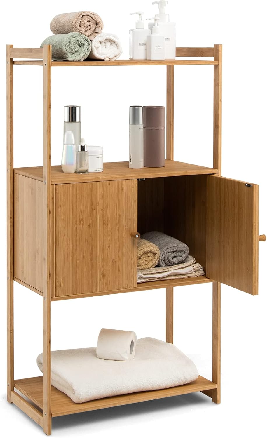 Costway Bamboo Bathroom Floor 4 Tier Storage with