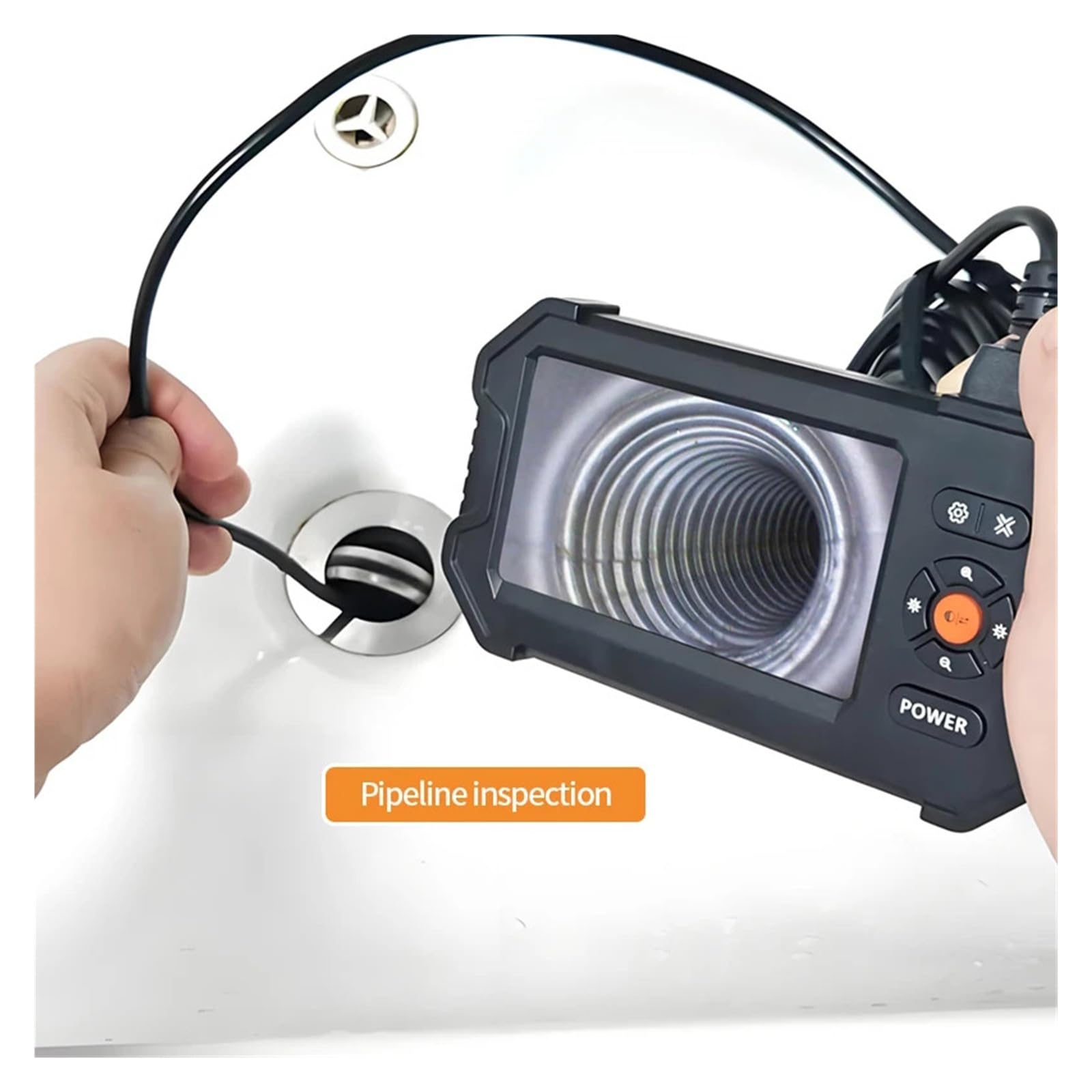 Endoskop z dwoma obiektywami 8 mm, endoskopia z 9 diodami LED z haczykiem, 4,3-calowy ekran HD 1080 P Boroskop do inspekcji rur typu c IP67 Wodoodporny Widok szerokokątny