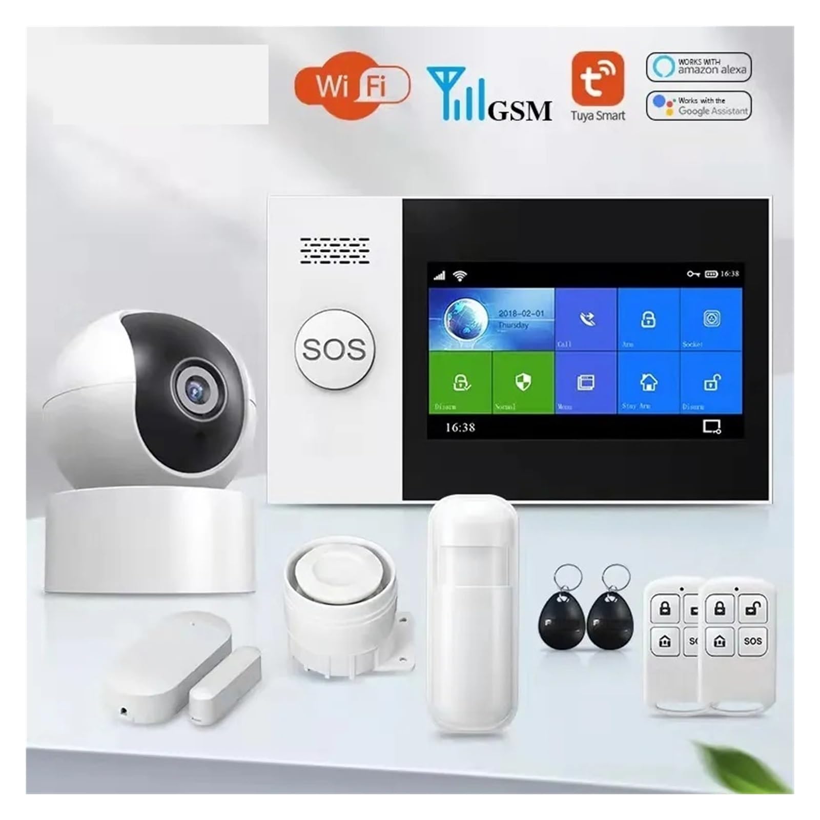 PIRKO 2026 PG-107 Tuya sans Fil Maison WiFi GSM sécurité à la Maison avec détecteur de Mouvement capteur système d'alarme antivol APP contrôle Soutien(A1.)