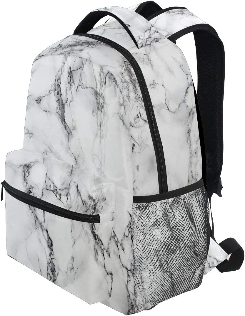 Cheapest 🛒 ZOEO White Marble Girls Backpacks Stone Kids School Bookbags Travel Daypack Bag Purse for 3th 4th 5th Grade