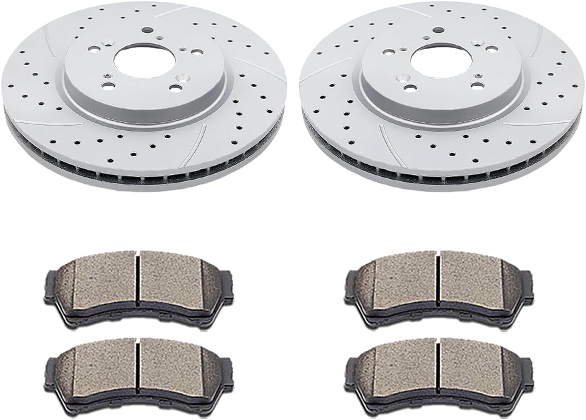 Acinoparts Front Brake Kit Drilled and Slotted Rotors Ceramic Brake Pads Replacement for 2005 2006 2007 2008 2009 2010 Honda Odyssey