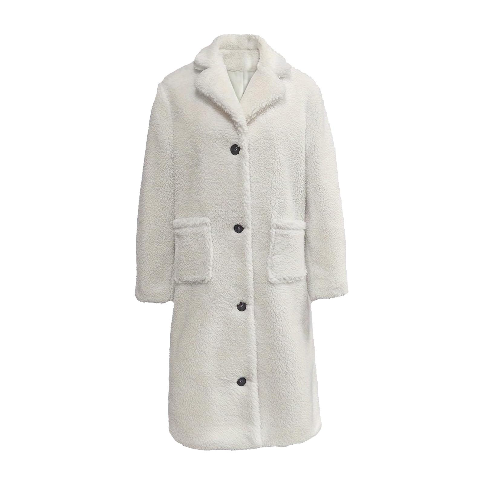 Teddyjacke Damen Lang Fleecejacke Teddy Trenchcoat Warm Wintermantel