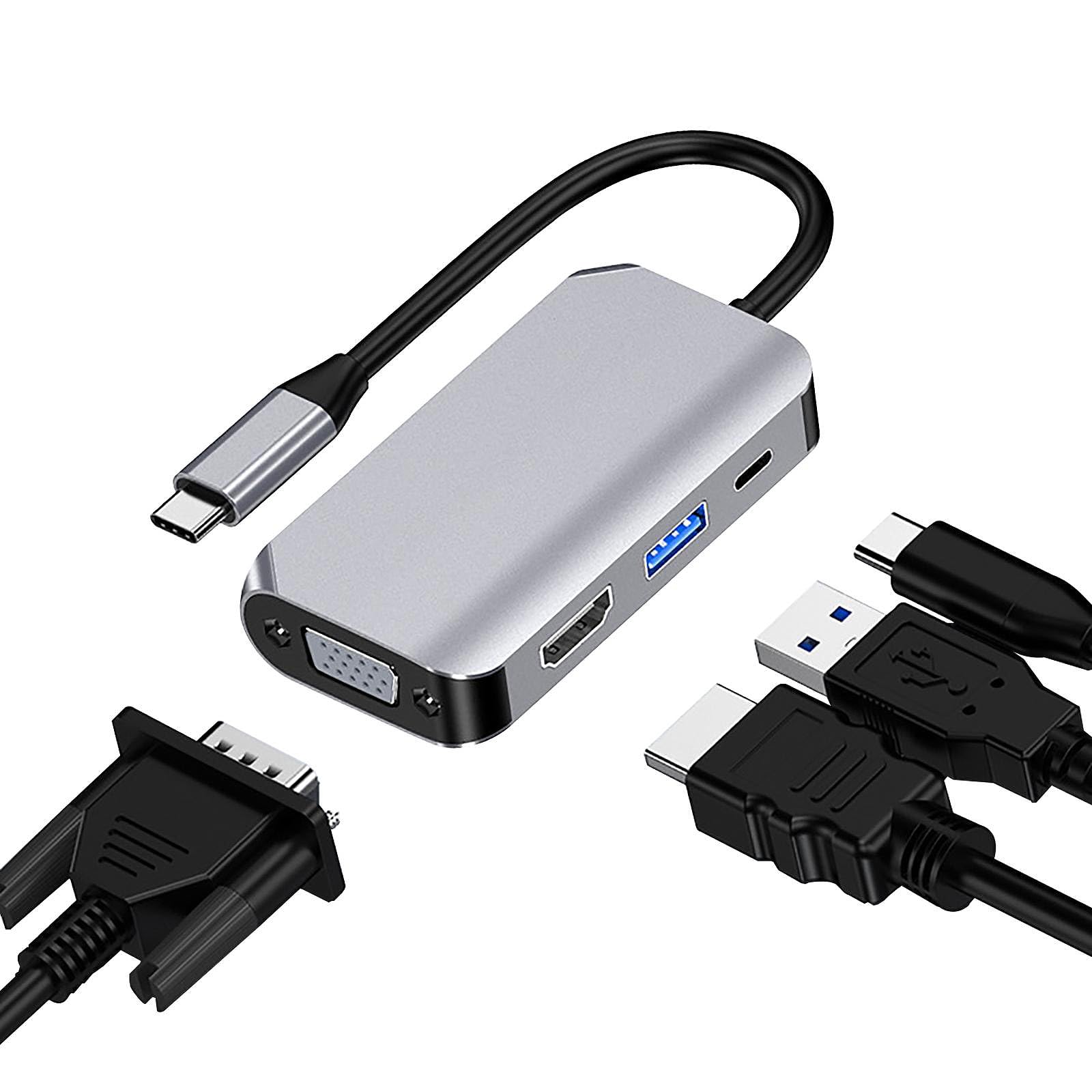 4 in 1 USB C Hub Adapter 4K@30Hz HDMI, 1080P@60Hz VGA, 60W PD Charging, USB A Data Ports, Compatible with Lenovo, iPad, iPhone 15 Pro/Pro Max, Mac M1, M2, M3, Surface, Dell, HP (B0D4DJRHXJ) Amazon Price History, Amazon Price Tracker