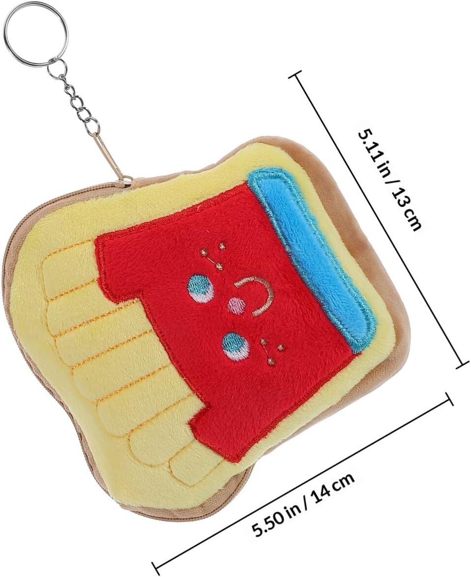 Cute Cartoon French Fries Coin Purse Zipper Change Pouch Small Wallet Pouch Keychain Accessory for Travel and Daily Use