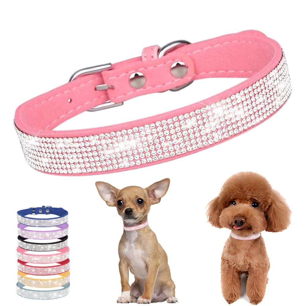 Dog Collars for Small Dogs,Rhinestone Dog Collars Bling Diamond Cute Sparkly Jewelry cat Collar for xs Small Medium Large Girl Female Princess Pets