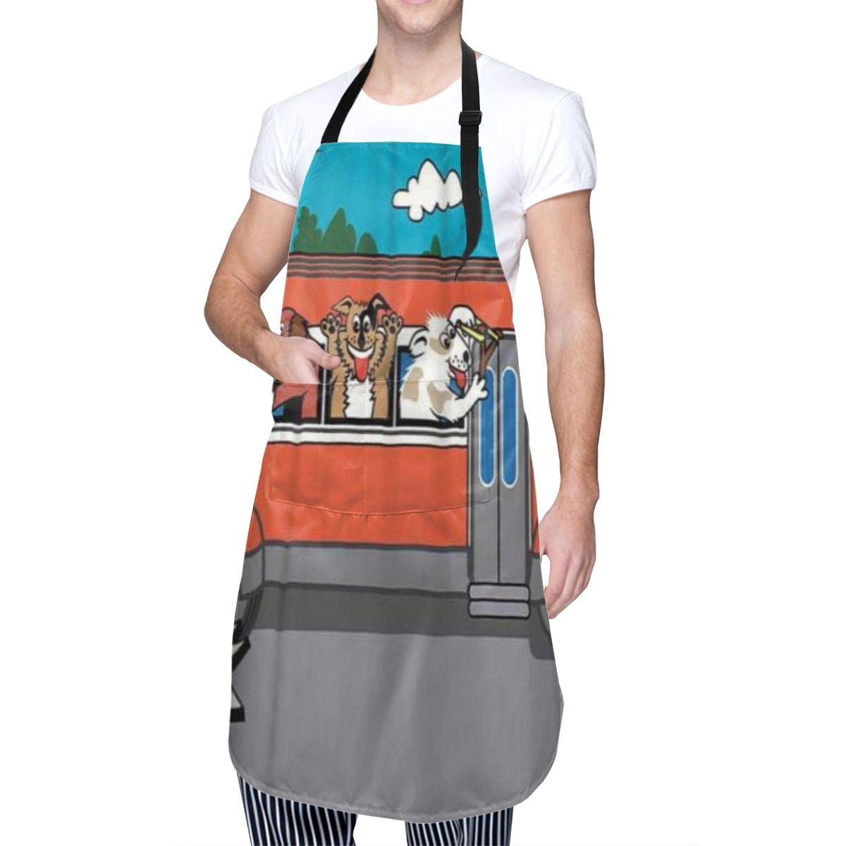 Amazon Niesikkla エプロン 犬の服従スクールバス凧はしかめっ面スリングショットを延長 おしゃれ スタイリッシュ 無地 ポケット付 男女兼用 シンプルデザイン 仕事用 家庭用 カフェ用 保育士用 しわになりにくい エプロン オンライン通販