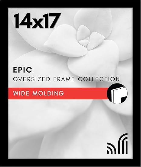 Americanflat 14x17 Picture Frame with Polished Plexiglass - Black Picture Frame - Wide Photo Frames Made of Engineered Wood for Vertical or Horizontal Wall Display - Epic Collection - Black
