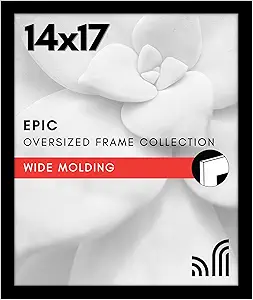 Americanflat 14x17 Picture Frame with Polished Plexiglass - Black Picture Frame - Wide Photo Frames Made of Engineered Wood for Vertical or Horizontal Wall Display - Epic Collection - Black