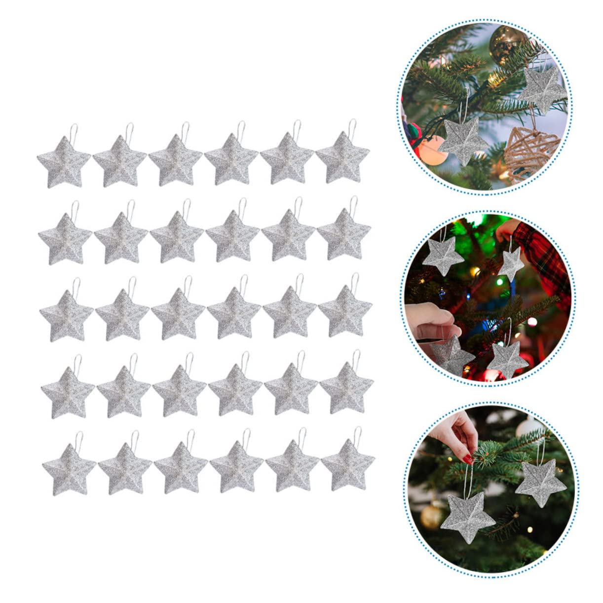 Cabilock 120 Pz Albero di Natale pentagramma stelle di natale stelle ornamenti da appendere all'albero di ciondoli stella di forniture per feste ciondoli per