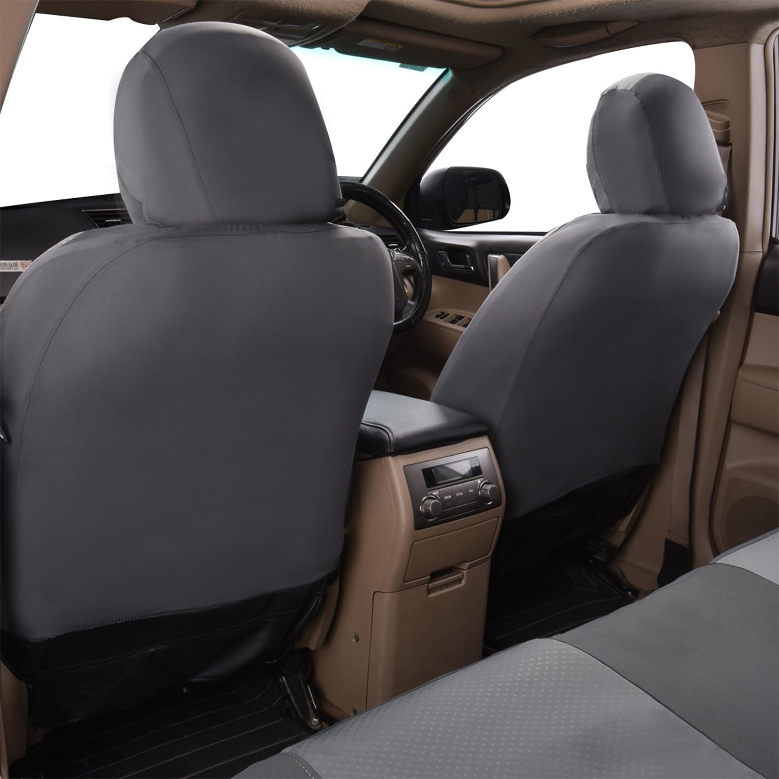 Flying Banner Fundas de Tela para Asiento de Coche con Airbag Compatible, Ajuste Universal para Coche, camión, SUV, Furgoneta (Gris)