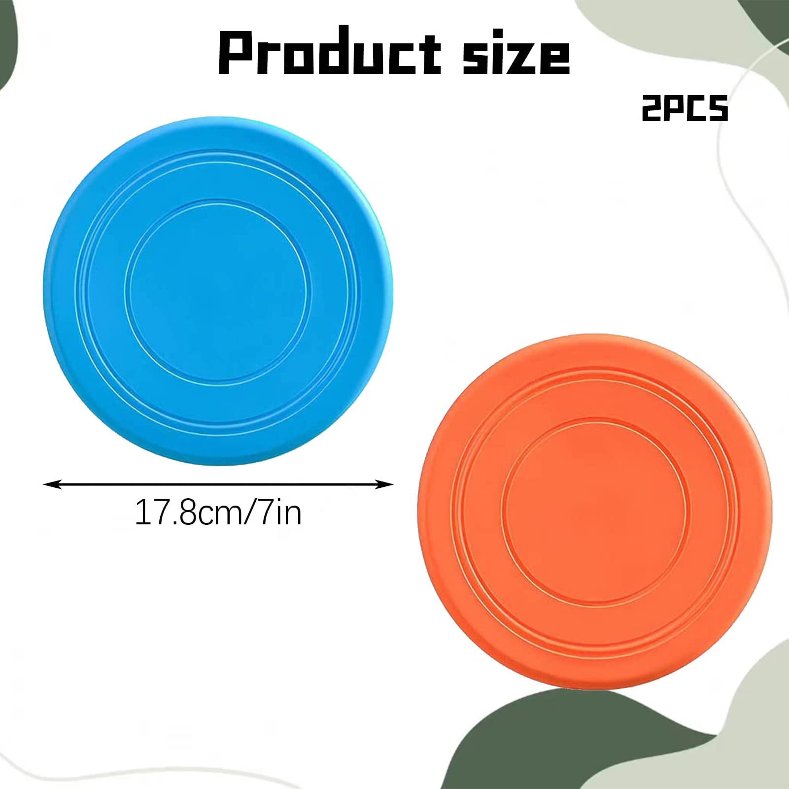 Bansusu Dog Frisbee Toy Set, 2-Pack Non-Toxic Rubber Flying Discs, Durable & Floatable - Image 2