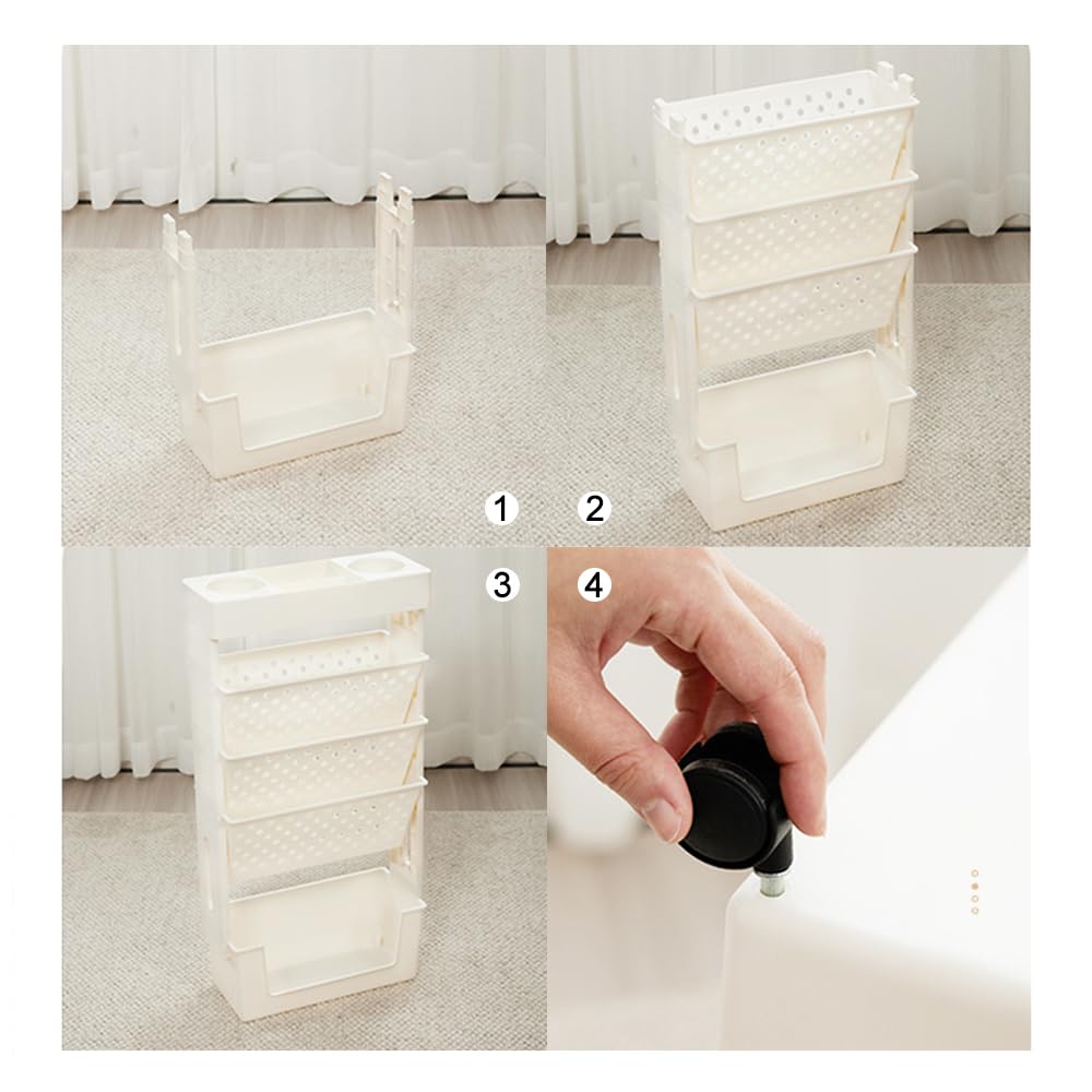 NUODWELL Librería móvil con rueda, gran capacidad, estante para revistas, carrito extraíble, organizador para niños, multiusos, para casa y escuela (blanco)
