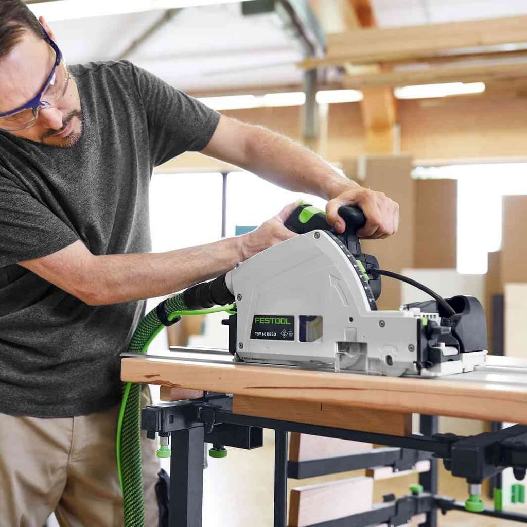 Festool TSV 60 KEBQ-Plus-FS Sierra de Incisión con Pre-corte y Guía FS | Sierra circular con KickbackStop, motor EC-TEC y hoja de diamante para cortes sin desgarros en paneles de hasta 60 mm.