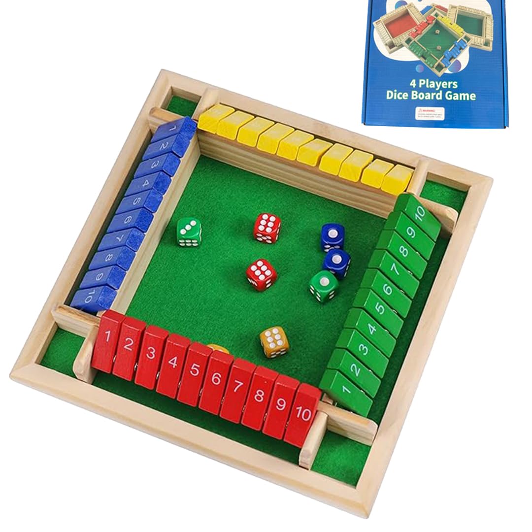 GGesii Shut The Box 2-4 Giocatori, Giochi da Tavolo in Legno, Giochi da Viaggio, Adatto per giocattoli educativi di apprendimento da 3 4 5 6 7 8 anni (Verde