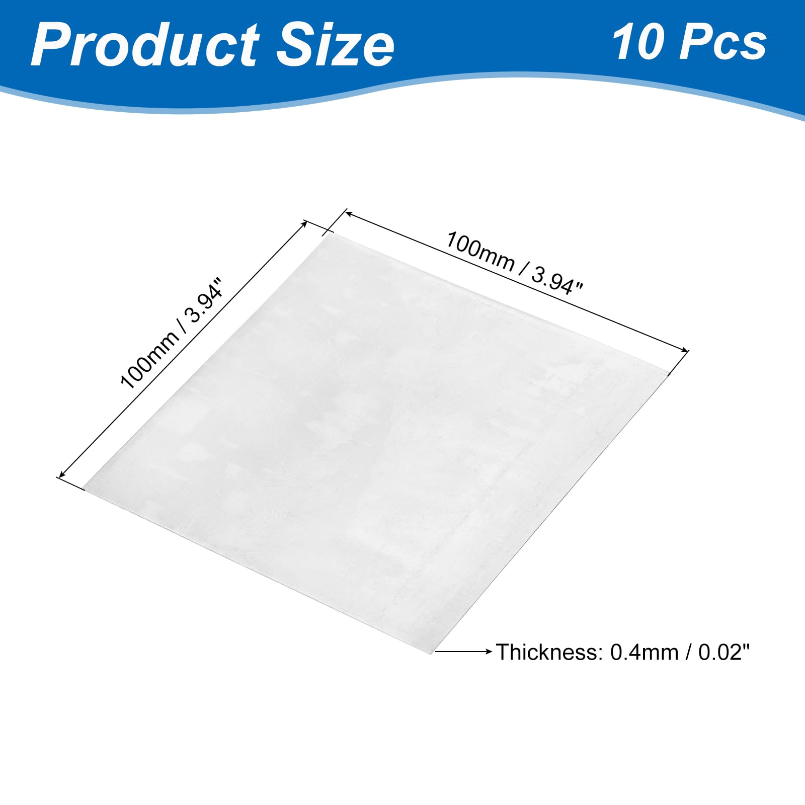 QUARKZMAN 10 Fogli di Zinco, Lastre di Zinco ad Alta Purezza 99.9% 0.02"x4"x4"(0.4x100x100mm) Lamiera di Zinco Anodo di Zinco per Laboratori Scientifici Industria Progetti Fai-da-Te