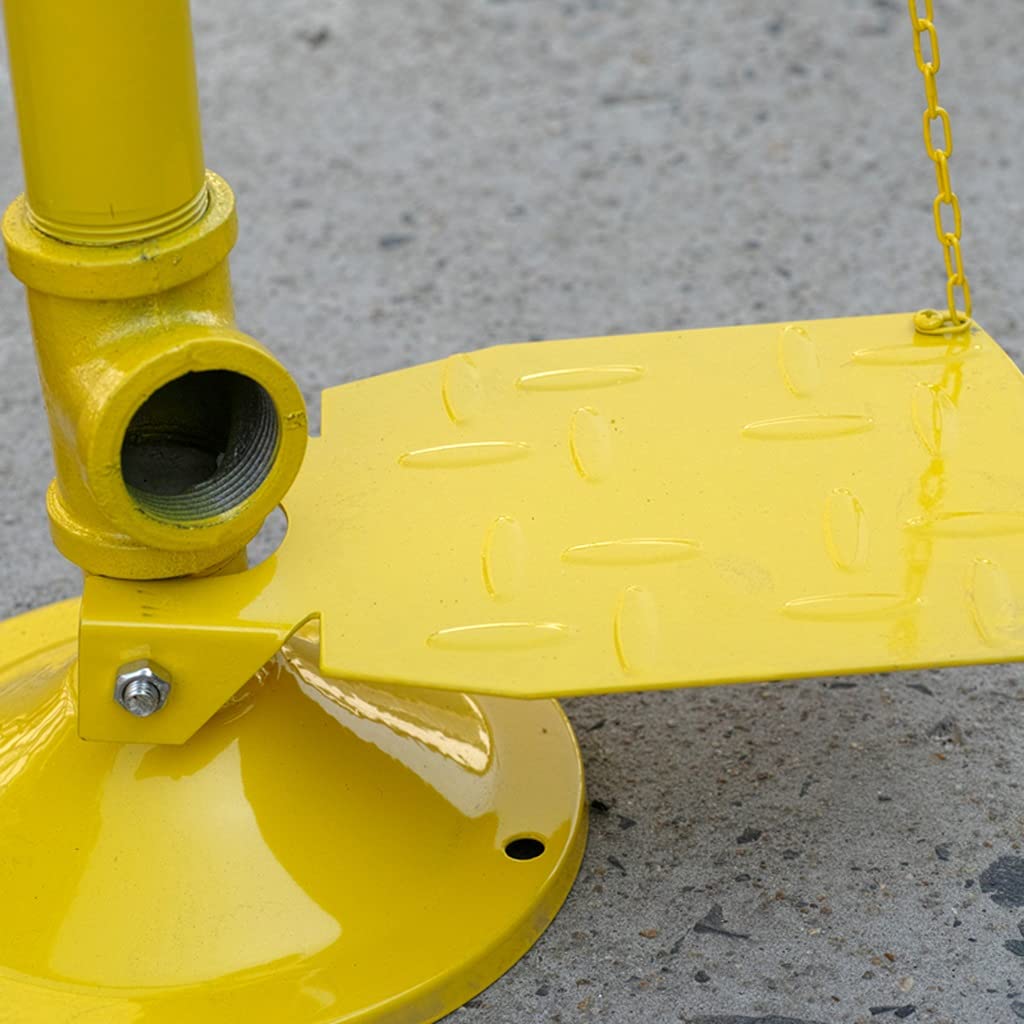 Estación lavaojos de Emergencia montada sobre Pedestal, de Acero Inoxidable 304, con Gran Recipiente para Lavado de Ojos, Ideal para Laboratorios y fábricas de Productos químicos.