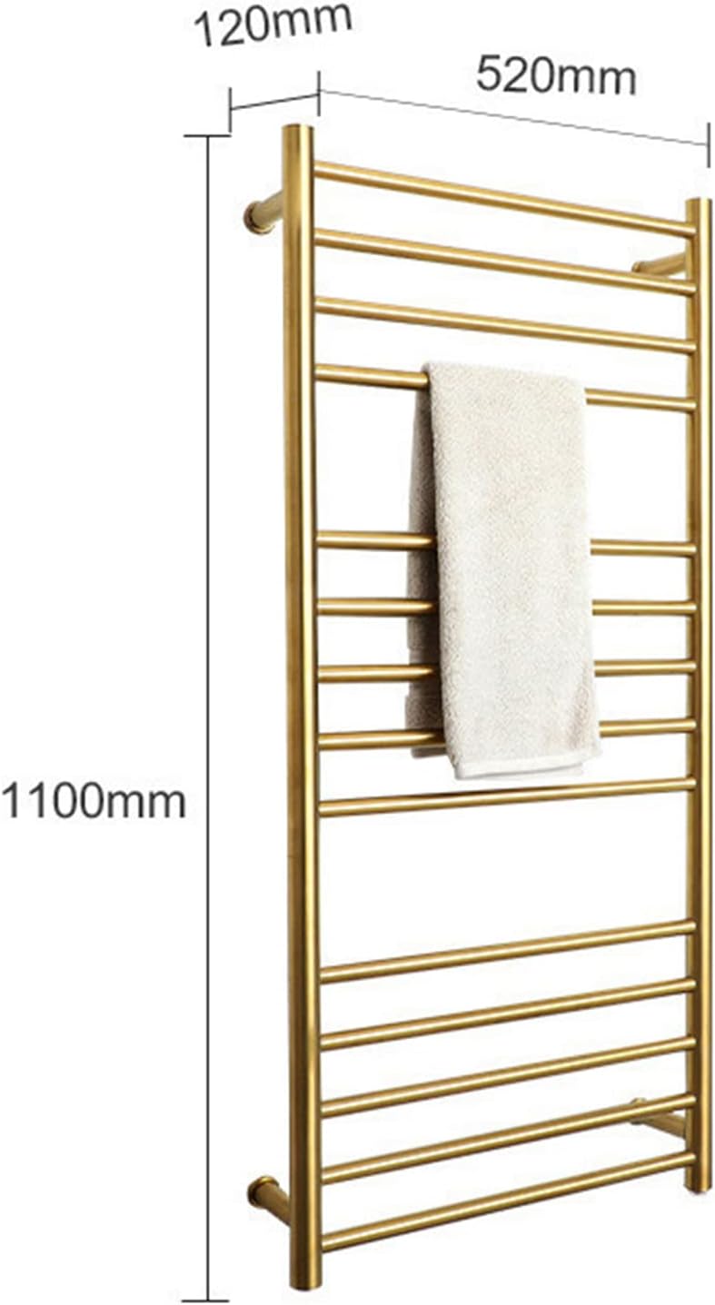 Wall-Mounted Electric Heated Towel Rack, 14 Bars Stainless Steel Electric Heating Towel Rail Radiator Flat Ladder Towel Warmer for Bathroom, Towel Rack Thermostat