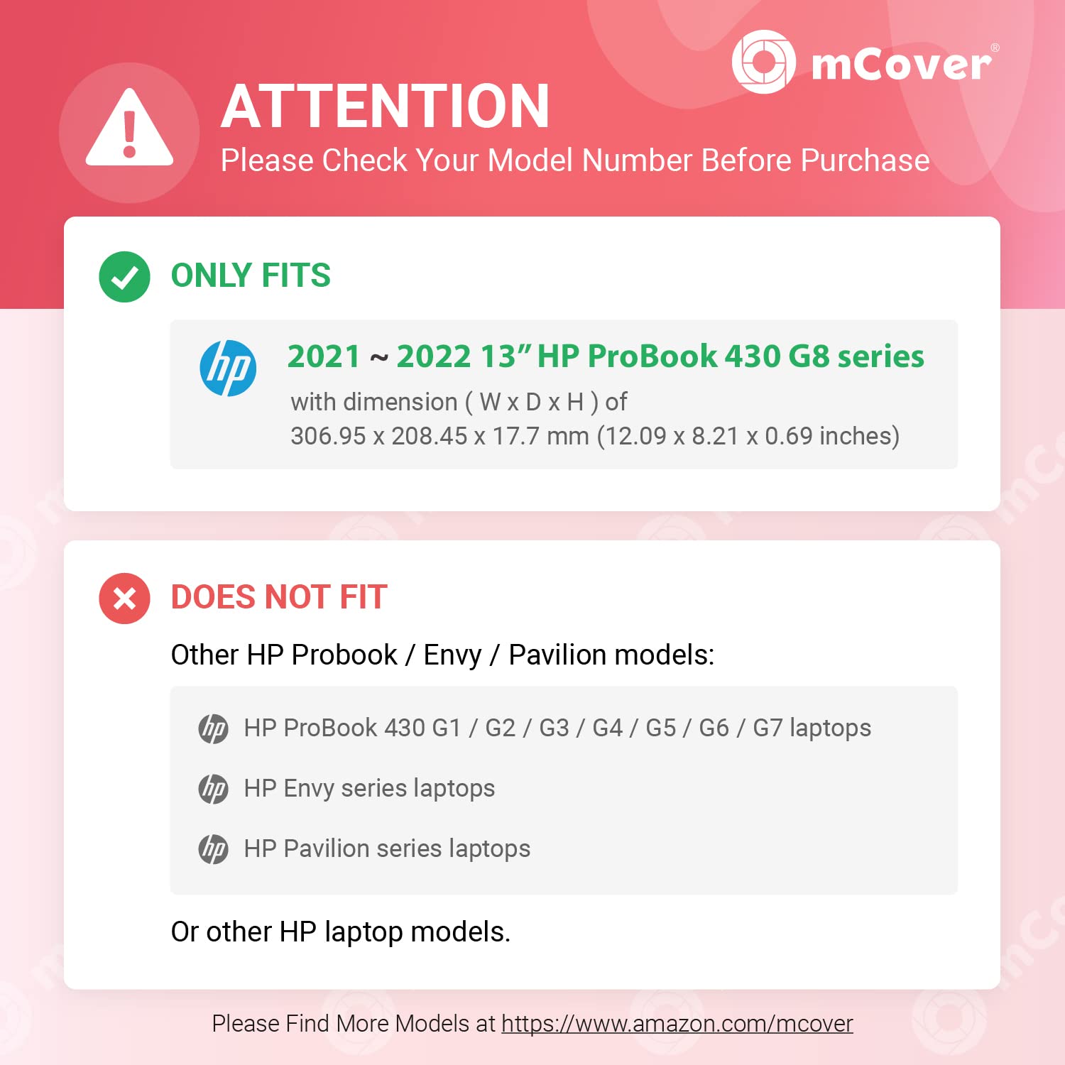 mCover - Cover rigida compatibile con HP ProBook 430 G8 da 13" (non compatibile con altri notebook HP ProBoook) (13", nero)