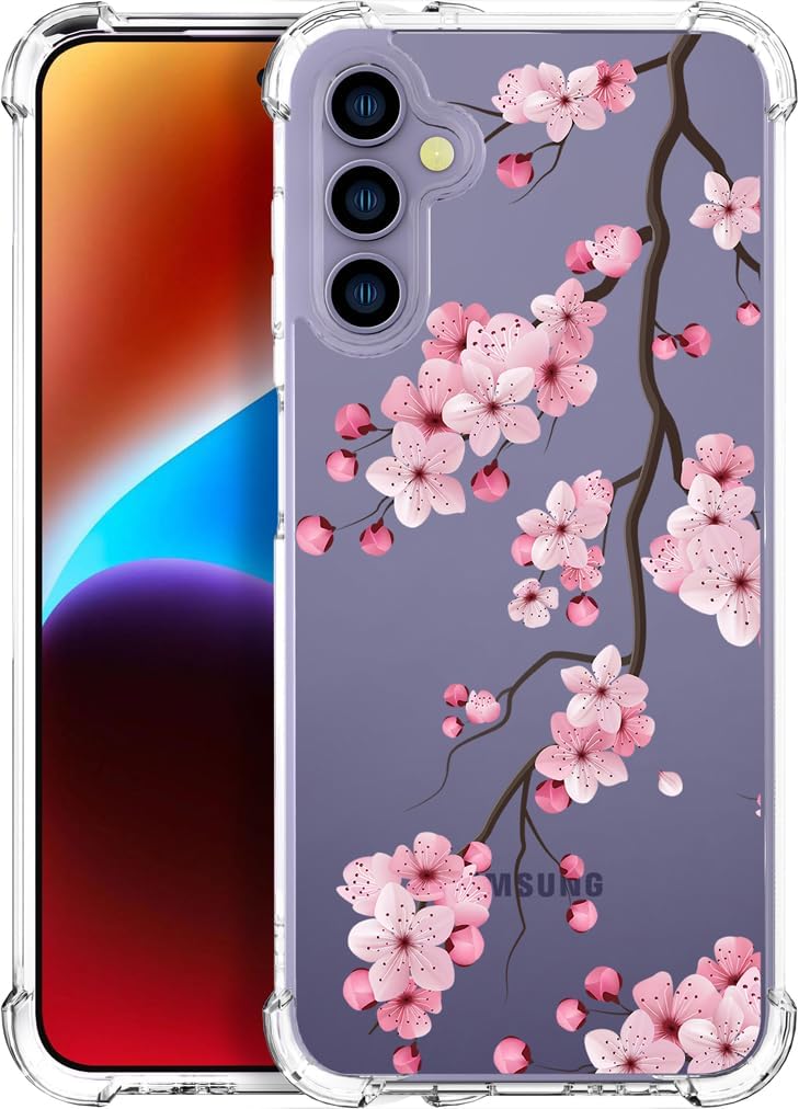 for Samsung Galaxy S25+ Plus & S24+ Plus Case - Clear Sakura Cherry