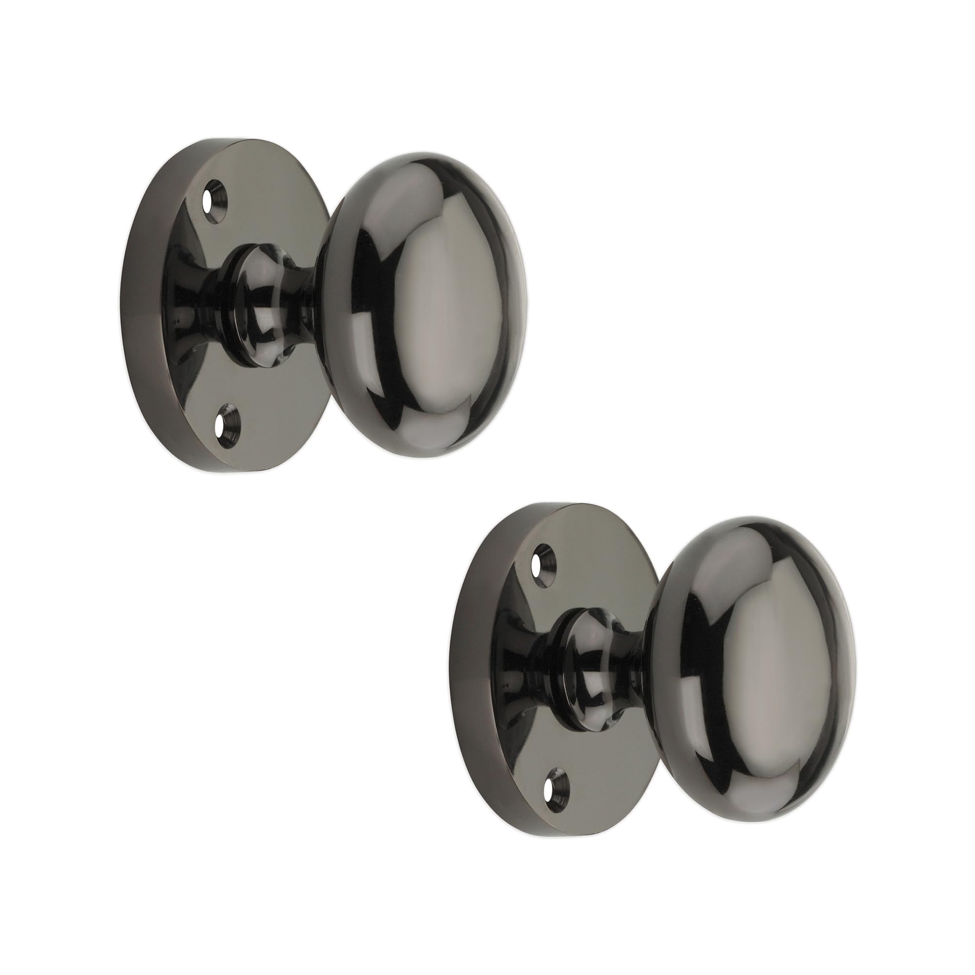 Infinity Decor Victorian Solid Brass Round Mortice Door Knobs Sprung Pull Handles Set 50mm - for Interior Doors (Black Nickel)