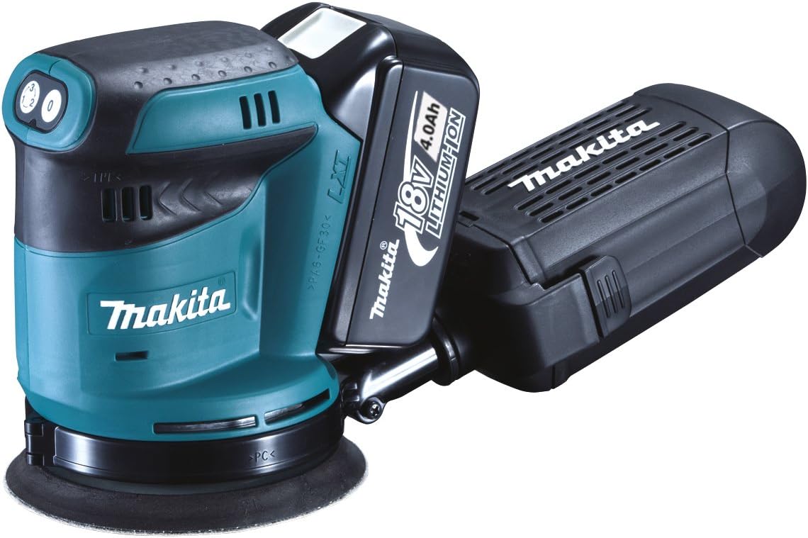 Makita DBO180RMJ 18V Li-Io LXT Sander Complete with 2 x 4.0 Ah Li-Ion Batteries and Charger Supplied in A Makpac Case