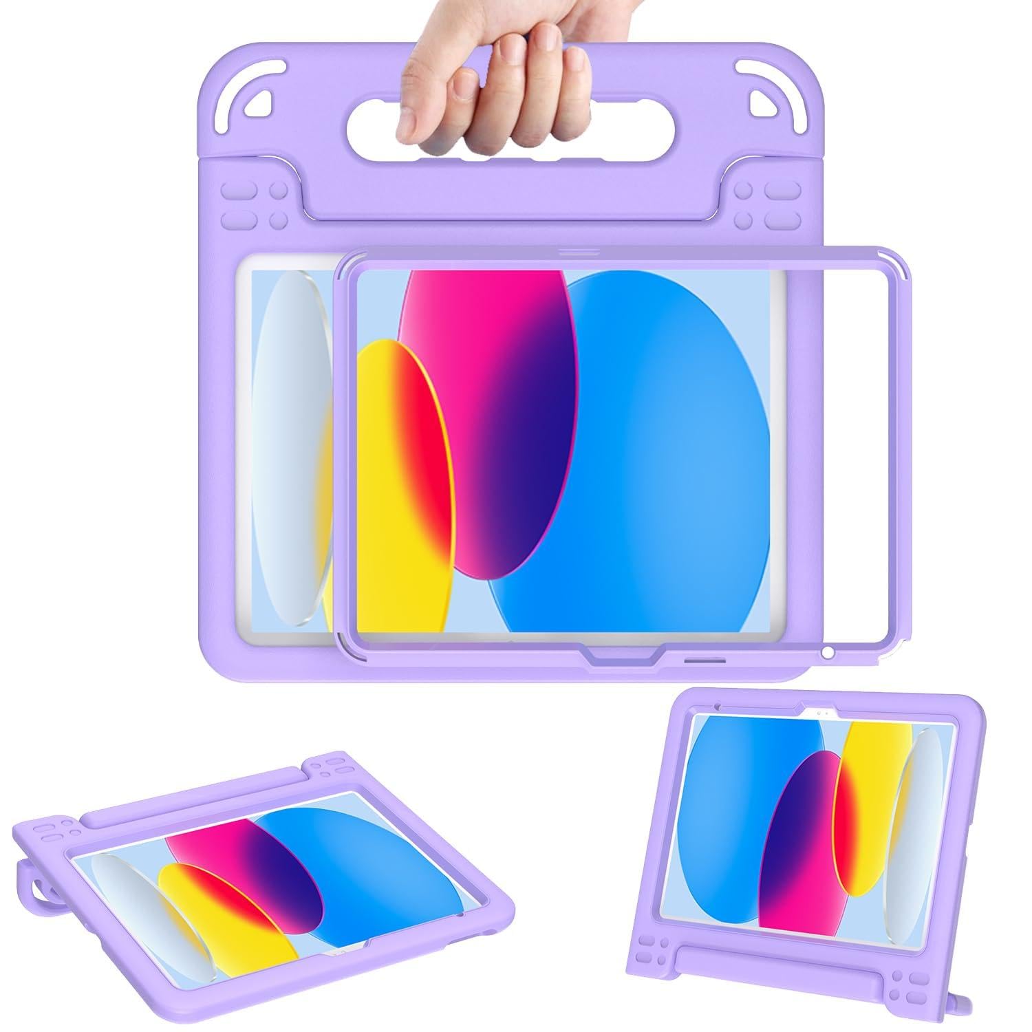 AVAWO Case for iPad with Adjustable Handles (Light Purple, for iPad A16 11th/10th Gen 11"/10.9" 2025/2022)