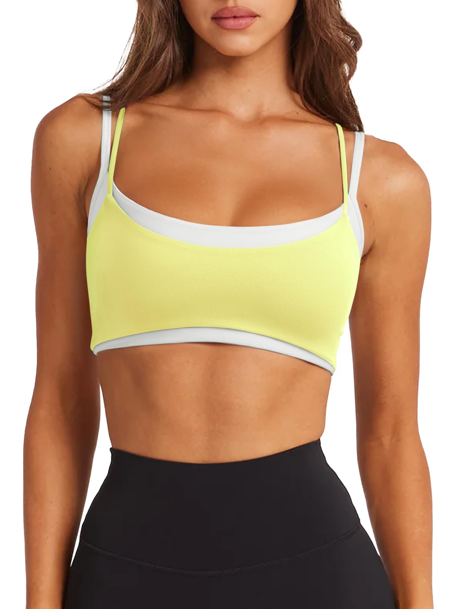 LASLULU Womens Double Layered Sports Bra