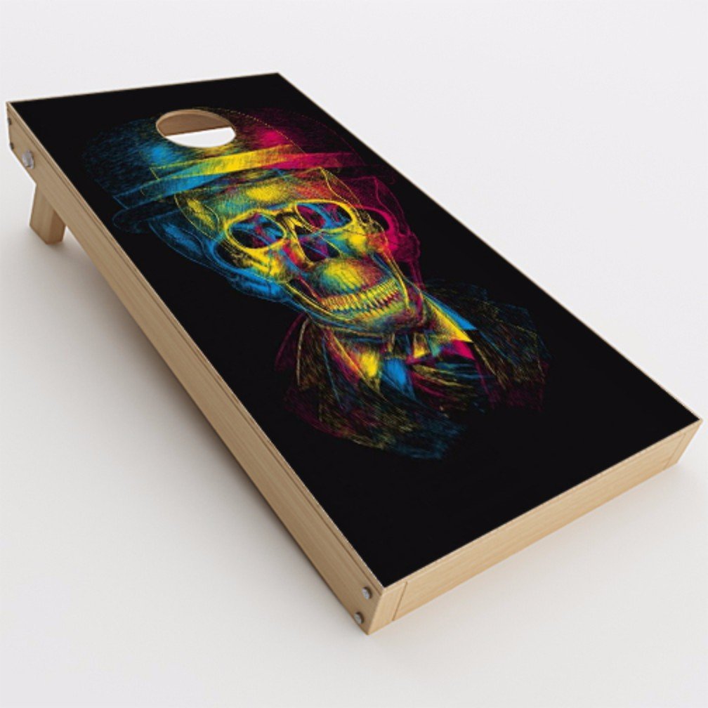 itsaskin1 Skin Decal Vinyl Wrap for Cornhole Game Board Bag Toss (2xpcs.) / Skeleton in Derby Hat