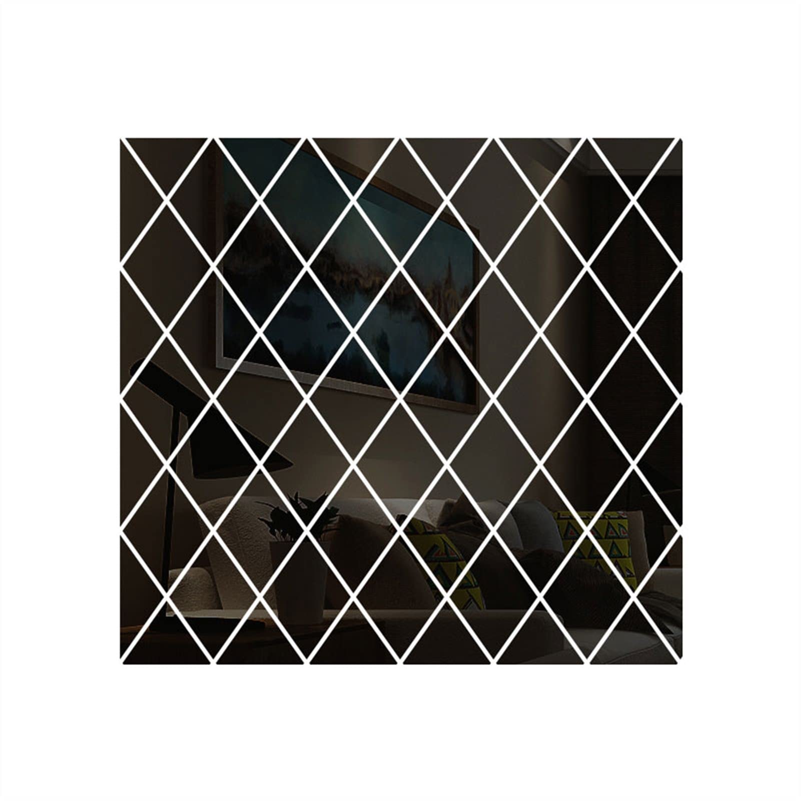 SXDMOUBK Acrylic Mirror Wall Stickers - Removable Geometric Art Diamond Shape Decals for Home, Kitchen, Living Room, and Bedroom Decor