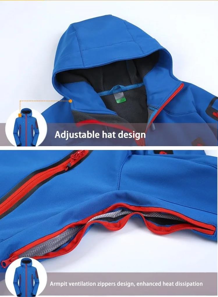 Kurtka softshellowa męska na jesień i zimę, outdoorowa, oddychająca kurtka softshellowa, kemping, turystyka, wyściełana, ciepła kurtka z kapturem
