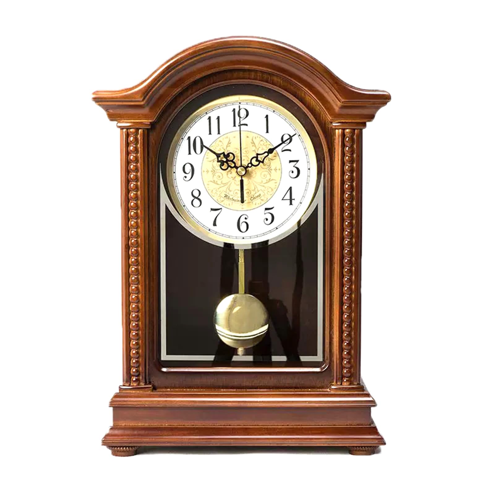 Reloj de péndulo de madera con campanillas – Reloj de mesa mecánico para decoración del hogar, sala de estar u oficina – Campana cada hora, diseño clásico