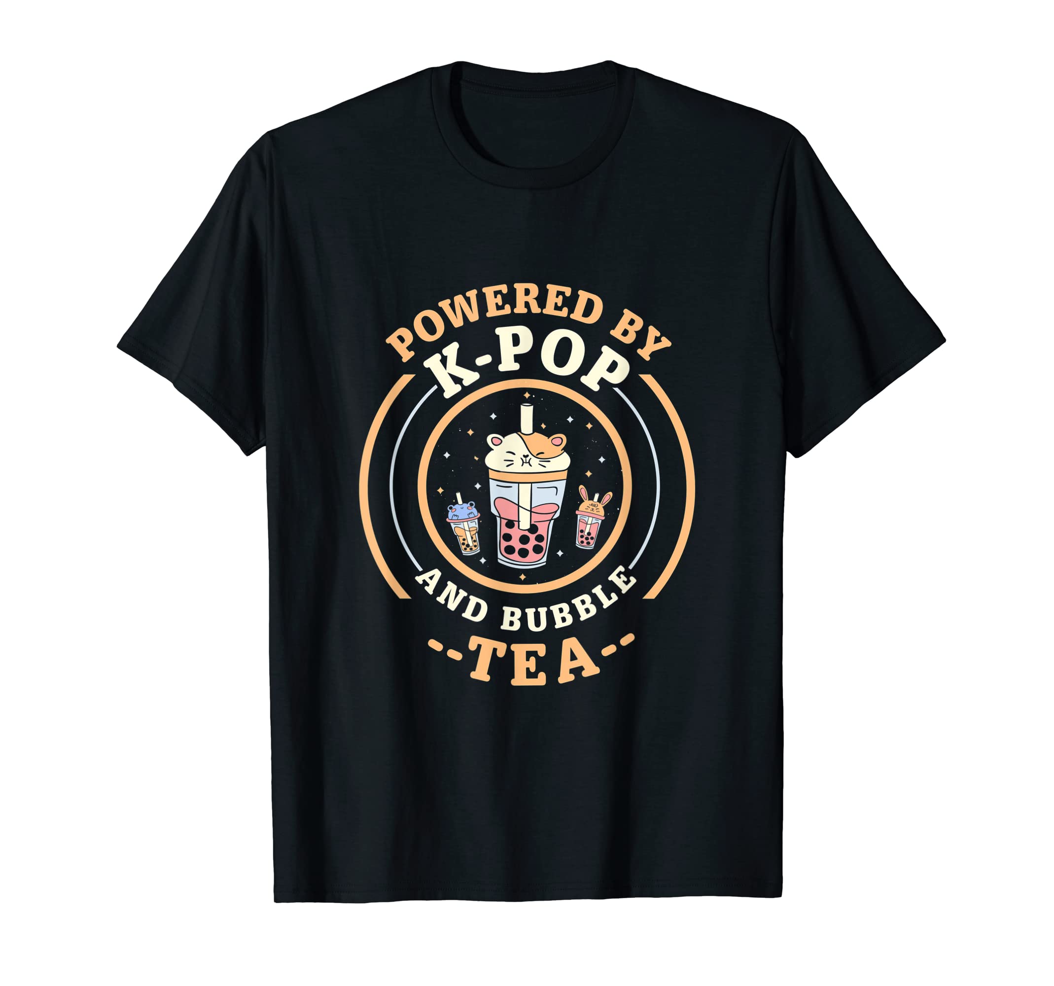 Powered By K-Pop And Bubble Tea Funny Boba Tea Korean Pop T-Shirt