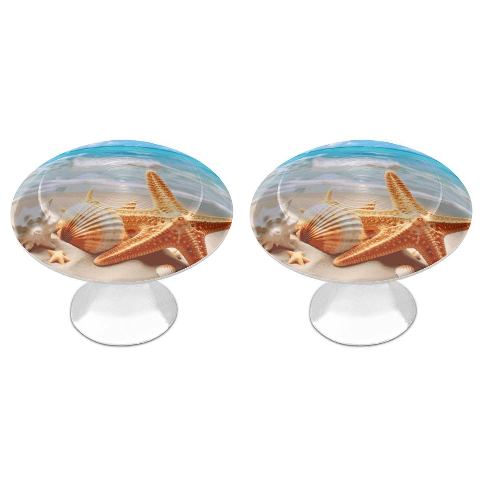 FekiLoot Starfish Seashell Ocean Beach Cabinet Knob Kitchen Drawer Knob Stainless Steel Round Drawer Pulls Modern Cabinet Hardware Vintage Dresser Drawer for Kitchen Bathroom Closet Dresser Cabinets
