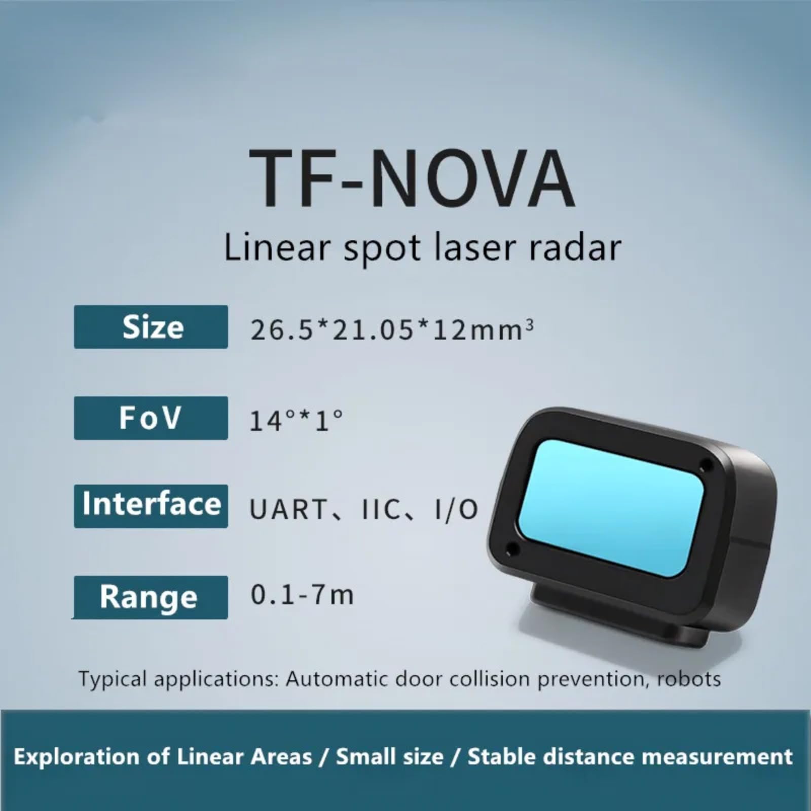 youyeetoo TF-NOVA Lidar Sensor - 0.1~7 Meter, 100Hz, 5g,100Klux, Kleines lineares Punktlaserradar, 5V UART IIC I/O Schnittstelle