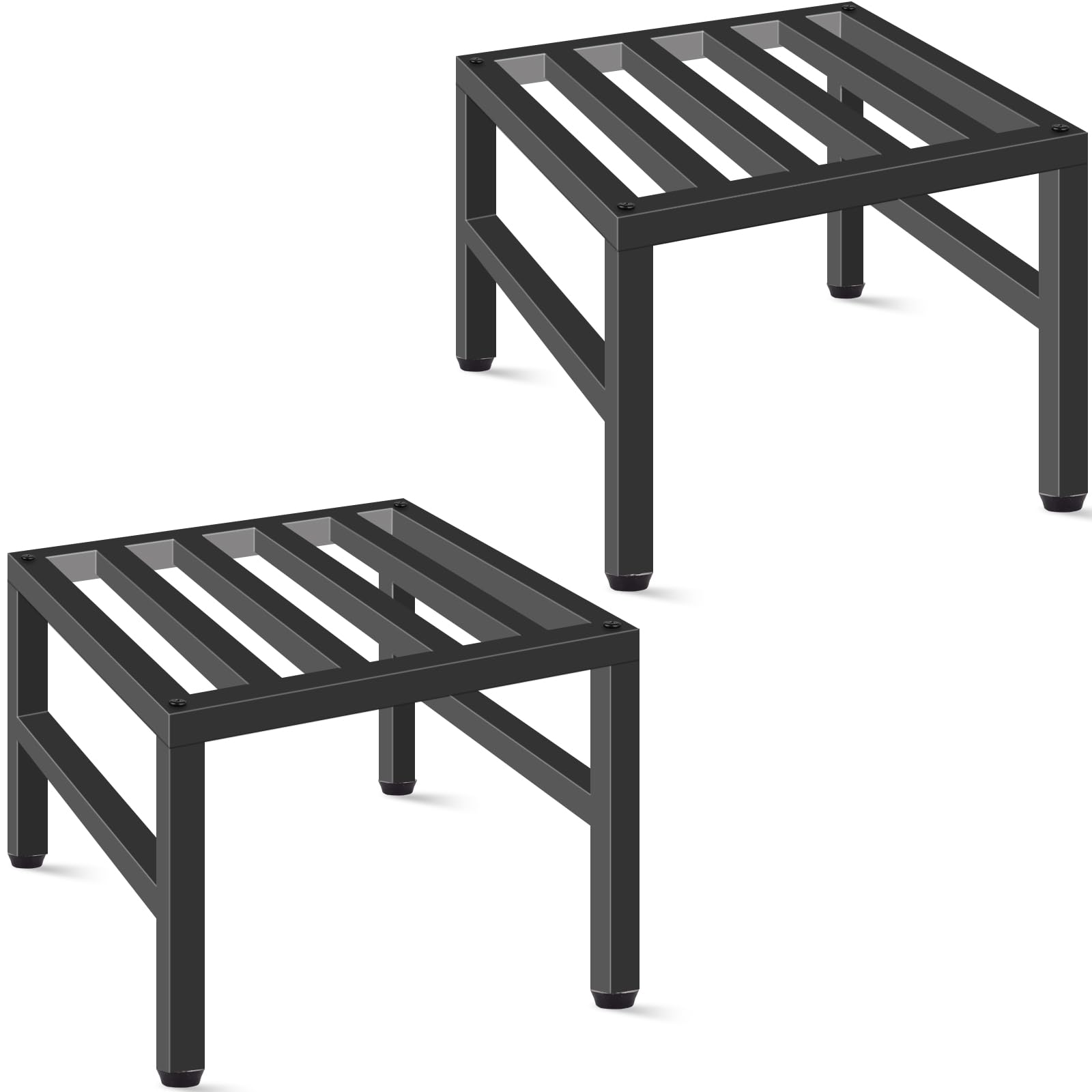 Plant Stand Indoor Outdoor, Heavy Duty Wrought Iron Pedestal Stands Metal Plant Stand for Indoor Outdoor, Sturdy Low Flower Stand Display Planter Shelf, 2pcs, Black