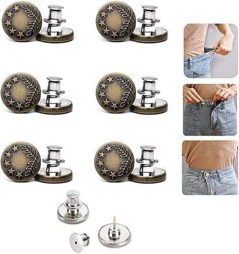 Miniatura 7 de 6 botones instantáneos de ajuste perfecto, botones instantáneos, botones de repuesto de jeans, botón extraíble sin botones de costura para extender